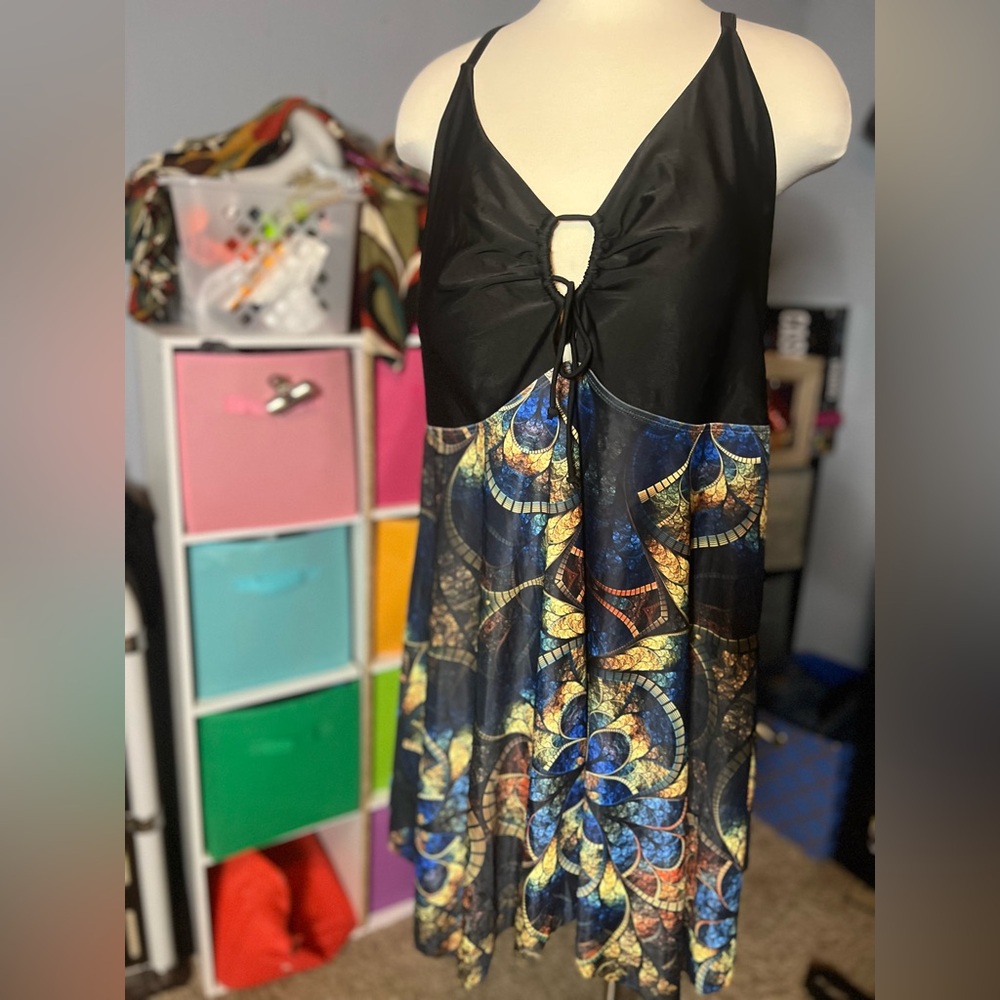 Nicole Black and Multicolor One Piece Swimsuit